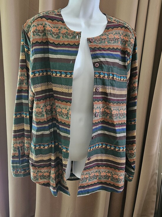 Cabin Creek Tops - Vintage 90s Cabin Creek Southwestern Woven Cotton Shirt